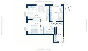 2-к квартира, вторичка, 61м2, 18/31 этаж