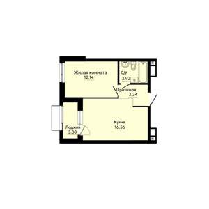 1-к квартира, строящийся дом, 38м2, 11/30 этаж