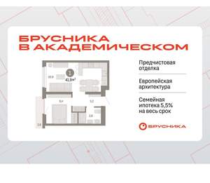 1-к квартира, вторичка, 42м2, 7/9 этаж