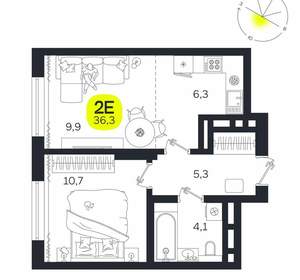 2-к квартира, вторичка, 36м2, 22/27 этаж