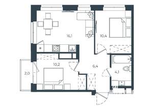 2-к квартира, вторичка, 49м2, 8/25 этаж