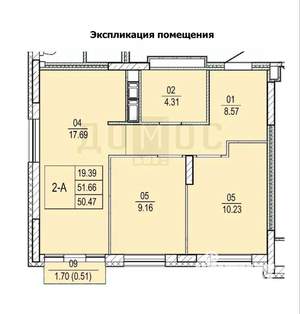 2-к квартира, вторичка, 51м2, 7/25 этаж