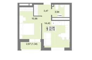 1-к квартира, вторичка, 34м2, 20/22 этаж