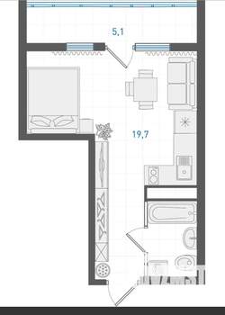 Студия квартира, вторичка, 25м2, 12/26 этаж