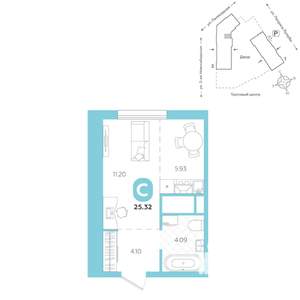 Студия квартира, вторичка, 25м2, 8/24 этаж