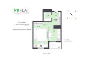 1-к квартира, вторичка, 47м2, 17/25 этаж