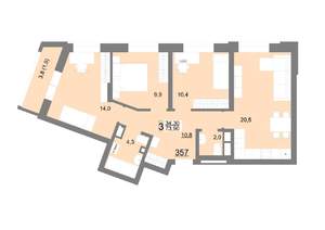 3-к квартира, вторичка, 74м2, 18/18 этаж