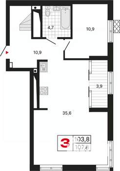 4-к квартира, вторичка, 108м2, 28/29 этаж