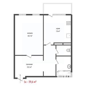 1-к квартира, вторичка, 40м2, 9/9 этаж