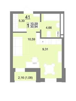 Студия квартира, вторичка, 31м2, 5/22 этаж