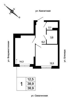 1-к квартира, вторичка, 39м2, 12/24 этаж