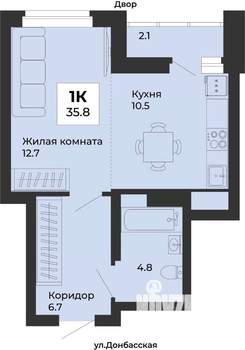 2-к квартира, строящийся дом, 36м2, 4/25 этаж