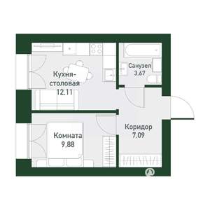 1-к квартира, вторичка, 32м2, 3/4 этаж