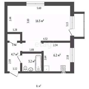 1-к квартира, вторичка, 31м2, 5/5 этаж