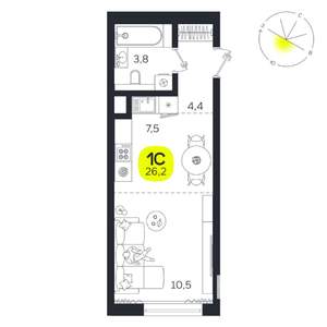 Студия квартира, вторичка, 26м2, 2/27 этаж