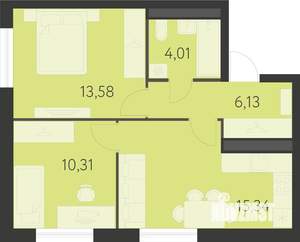 2-к квартира, вторичка, 50м2, 13/25 этаж