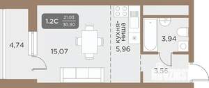 Студия квартира, вторичка, 31м2, 24/24 этаж