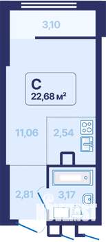 Студия квартира, вторичка, 23м2, 13/27 этаж
