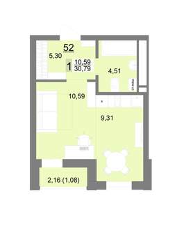 Студия квартира, вторичка, 31м2, 7/22 этаж
