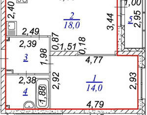1-к квартира, вторичка, 41м2, 23/23 этаж