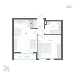 1-к квартира, вторичка, 43м2, 21/32 этаж