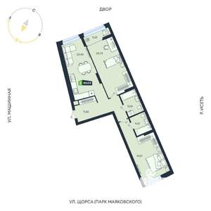 2-к квартира, строящийся дом, 85м2, 5/31 этаж