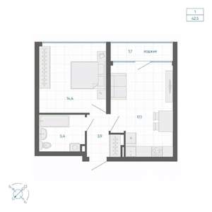 1-к квартира, вторичка, 43м2, 4/32 этаж