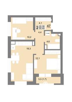 2-к квартира, вторичка, 55м2, 7/26 этаж