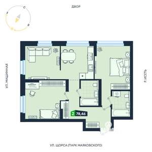 2-к квартира, строящийся дом, 78м2, 2/31 этаж
