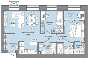 3-к квартира, вторичка, 65м2, 5/7 этаж