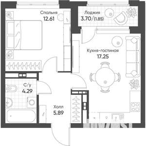 1-к квартира, вторичка, 42м2, 16/16 этаж