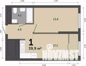 1-к квартира, вторичка, 40м2, 5/23 этаж
