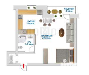 1-к квартира, вторичка, 36м2, 1/5 этаж
