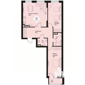 2-к квартира, вторичка, 90м2, 5/25 этаж