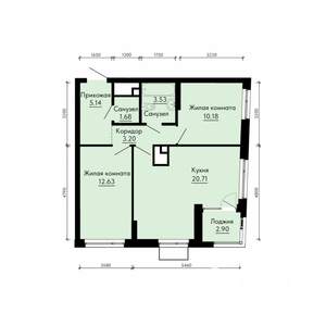 2-к квартира, вторичка, 59м2, 23/31 этаж