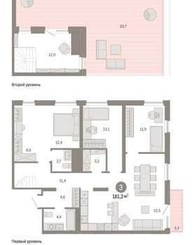 3-к квартира, вторичка, 181м2, 6/8 этаж