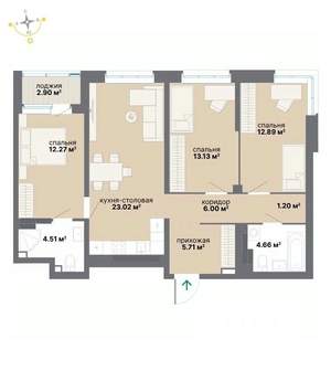 3-к квартира, вторичка, 86м2, 17/26 этаж