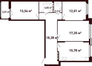 3-к квартира, вторичка, 85м2, 4/12 этаж