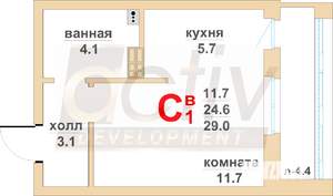 Студия квартира, вторичка, 29м2, 6/16 этаж