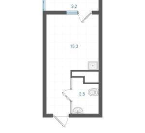 Студия квартира, вторичка, 20м2, 12/25 этаж