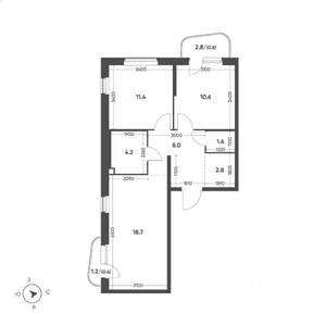 2-к квартира, вторичка, 59м2, 10/15 этаж