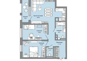 2-к квартира, вторичка, 72м2, 3/8 этаж