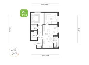 2-к квартира, вторичка, 64м2, 2/17 этаж