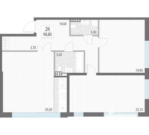 2-к квартира, строящийся дом, 99м2, 2/9 этаж