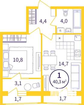 1-к квартира, вторичка, 37м2, 5/8 этаж