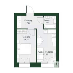 1-к квартира, вторичка, 37м2, 3/4 этаж