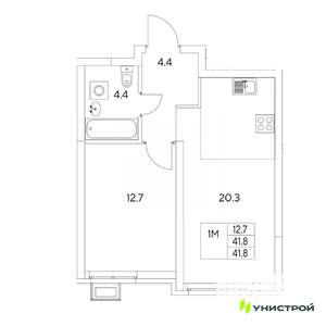 1-к квартира, вторичка, 42м2, 3/31 этаж
