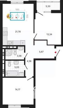 2-к квартира, вторичка, 71м2, 4/11 этаж