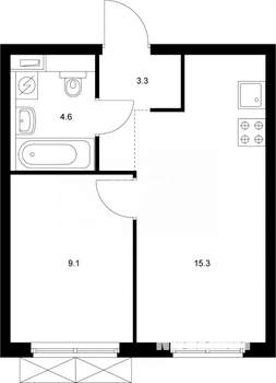 1-к квартира, вторичка, 32м2, 12/24 этаж