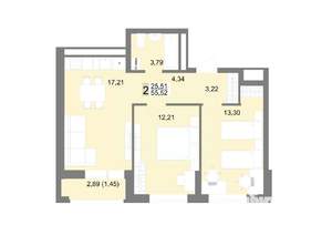 2-к квартира, строящийся дом, 56м2, 10/22 этаж